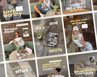 Modern Aesthetic Coaching Instagram Templates, Social Media Agency Kit, IG Carousel Posts, SMM Viral, Coach Influencer, Content Creator Pack