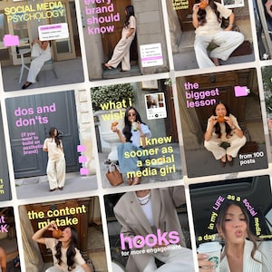 Modern esthetische coaching Instagram-sjablonen, kit voor social media-bureau, IG-carrouselposts, SMM-viral, coachbeïnvloeder, content Creator-pakket