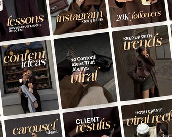 Brown Aesthetic Coaching Instagram Templates, Social Media Agency Kit, IG Carousel Posts, SMM Viral, Coach Influencer, Content Creator Pack