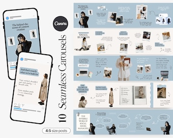 Seamless Carousel Templates, Social Media Coach Agency Kit, UGC, Collage, Scrapbook Carousel Posts for Instagram, SMM Instagram, Portraits