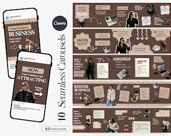 Seamless Carousel Templates, Social Media Coach Agency Kit, UGC, Collage, Scrapbook Carousel Posts for Instagram, SMM Instagram, Portraits