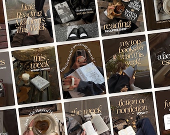 Brown Bookstagram Templates, Booktok Instagram Post, Bookstagram Aesthetic Canva posts for Book Lovers, Authors, Readers, Viral Aesthetic.