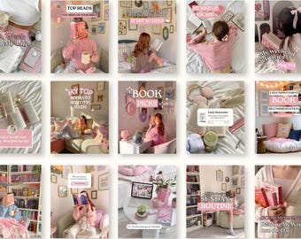 Trendy Bookstagram Templates, Booktok Instagram Post, Bookstagram Aesthetic Canva posts for Book Lovers, Authors, Readers, Viral Aesthetic.