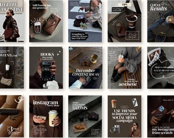 Brown Aesthetic Coaching Instagram Templates, Social Media Agency Kit, IG Carousel Posts, SMM Viral, Coach Influencer, Content Creator Pack
