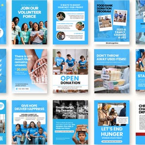 Non-profit Social Media, NGOs Templates, Fundraising & Charity Instagram Templates, Donation, Fundraising, Activists, Volunteer Organization