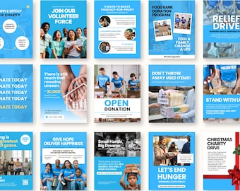 Plantillas para redes sociales sin fines de lucro, ONG, recaudación de fondos y caridad, Instagram, donaciones, recaudación de fondos, activistas y organizaciones de voluntariado.