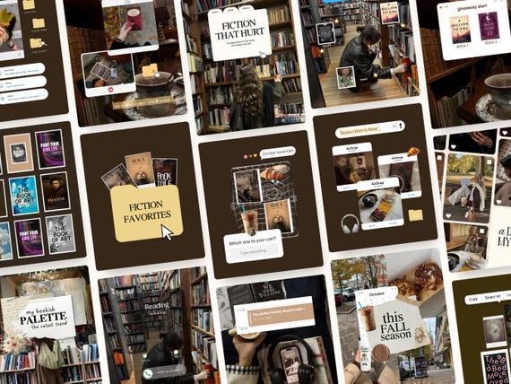 Trendy Bookstagram Canva Templates, Booktok Instagram Post, Ios Aesthetic Bookish Instagram for Book Lovers Influencers, Author Social Media