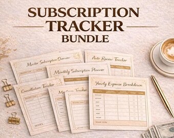 Subscription Tracker Bundle | Monthly Annual Expense Planner (PDF Download)
