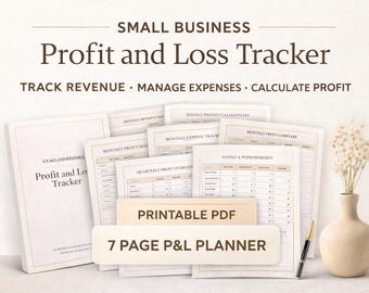 Small Business Profit and Loss Tracker | Monthly Financial Planner (PDF Download)