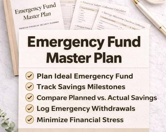 Emergency Fund Savings Tracker Printable | Debt-Free Budget Planner PDF | US Letter Financial Planner
