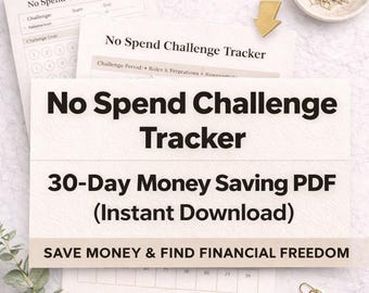 30-Day No Spend Challenge Tracker | Money Saving PDF Planner (Digital Download)