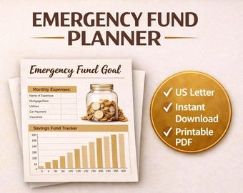Emergency Fund Planner | 3-6 Month Expense Calculator, Savings Tracker (Digital Download)