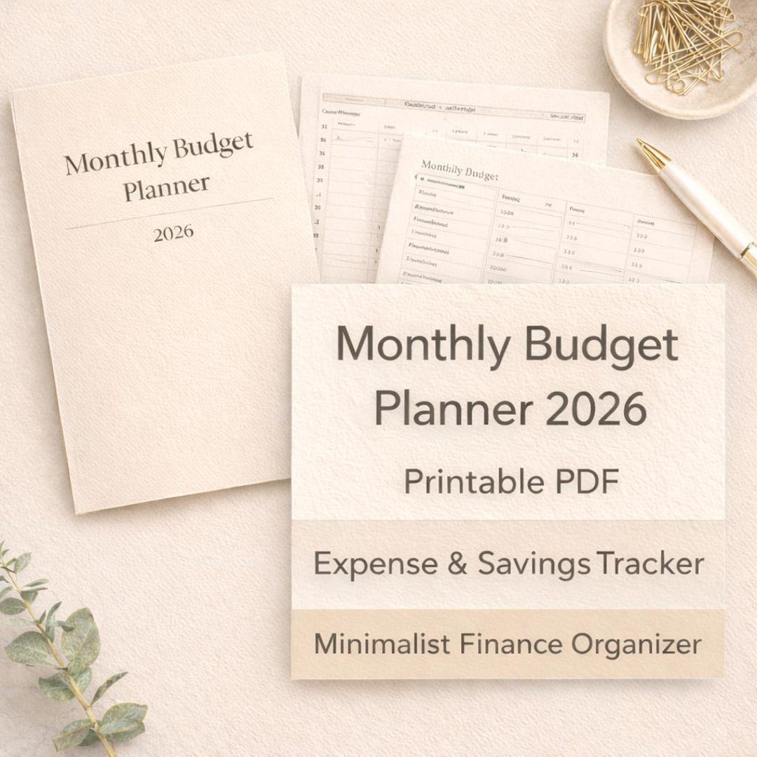 Monthly Budget Planner 2026 Printable PDF | Monthly Expense & Savings