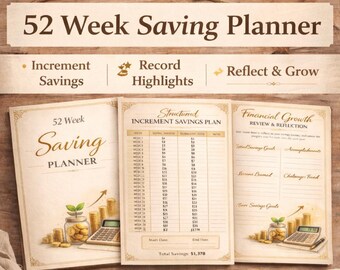 52 Week Savings Challenge Planner | Money Tracker PDF (US Letter)
