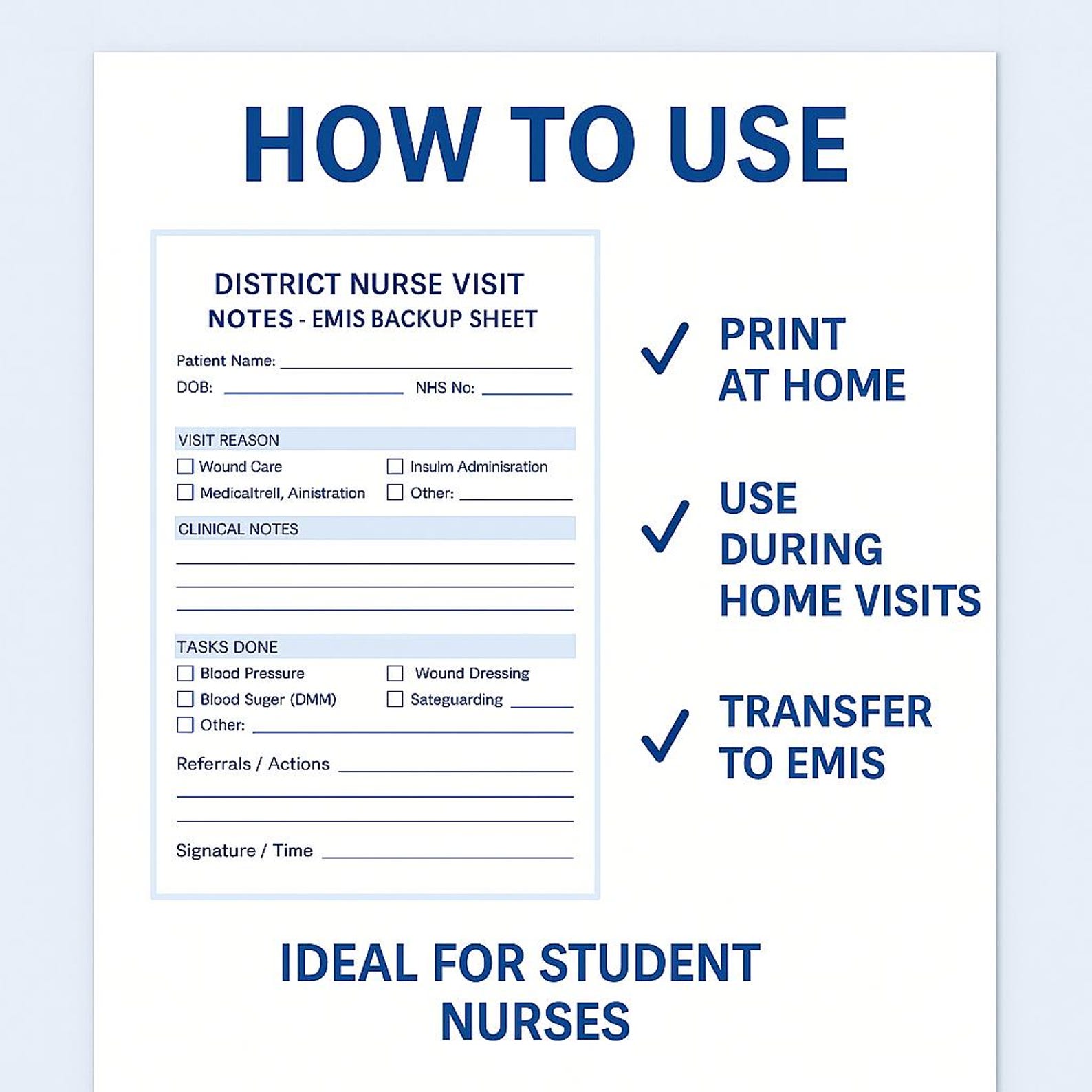 Client Visit Notes District Nurse Visit Notes Printable: UK Community Nurse EMIS Backup ...