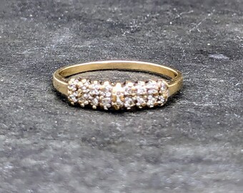 Vintage Diamond Stacking Ring, 10K Yellow Gold Ring, Diamond Band Ring,Engagement Ring, Diamond Anniversary Ring, Diamond Ring Size 7