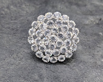 Rhinestone Wedding Brooch, Clear Glass Crystal Brooch, Sterling  Silver Brooch, Vintage Wedding Jewelry, Bride Jewelry, 1940s Jewelry