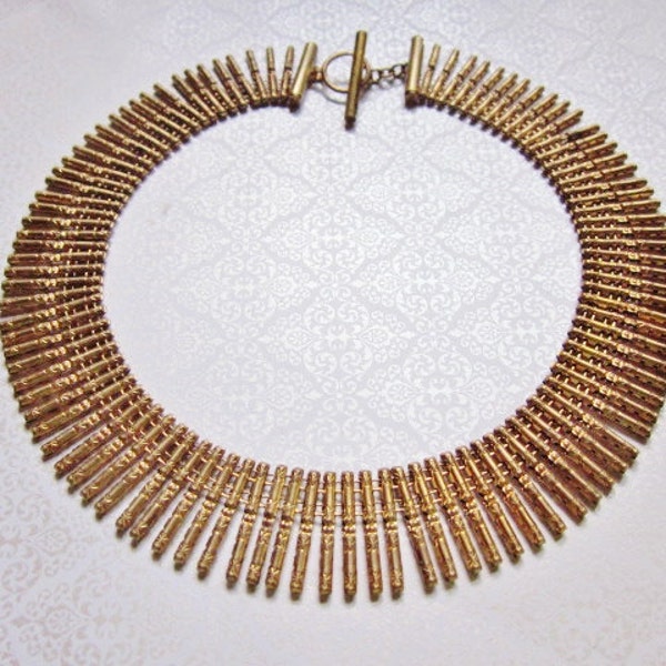 Art Deco Necklace Egyptian Gold Cleopatra Wide Collar Choker Vintage 1930s Jewelry