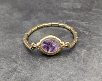 Vintage Amethyst Bracelet Gold Filled Watch Assemblage Shaker Bracelet Purple Gemstones Petite 1940s Amethyst Jewelry