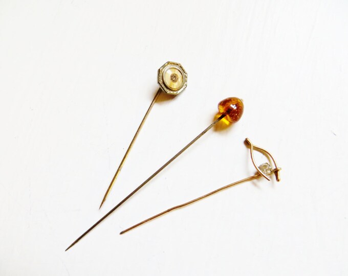 Antique Victorian Stick Pins Vintage Hat Pins Rhinestones Etsy