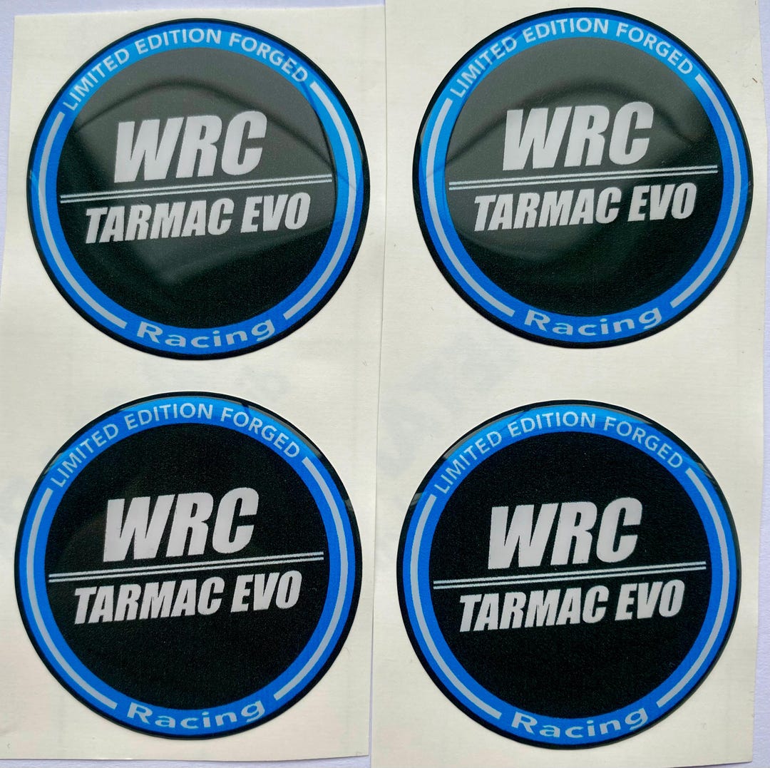 Wrc Racing Development Sticker Tarmac EVO Wrc Alloy Forged Wheel Centres Cap Hub Domed Stickers X4 All ...