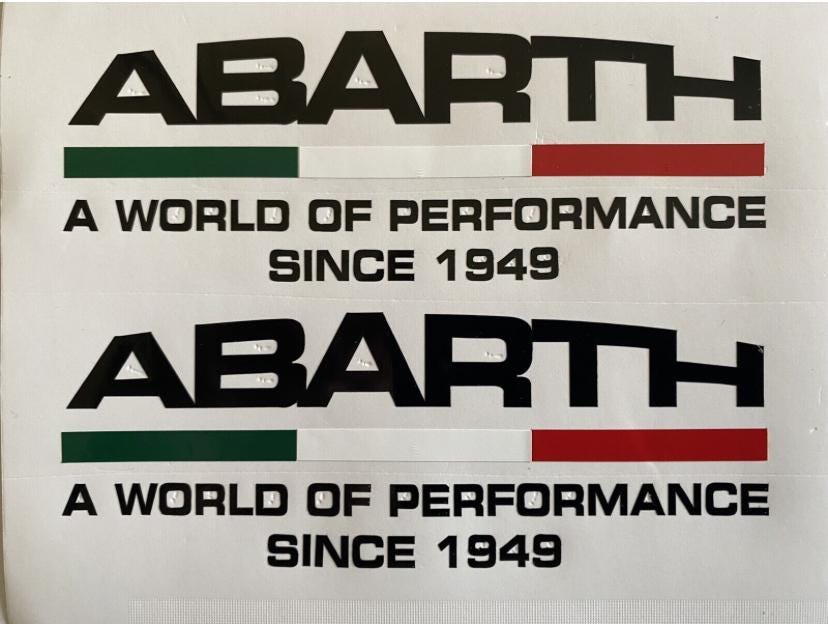 Abarth World of Performance Window Sticker Decal Fit Fiat 500 595 BOOT ...
