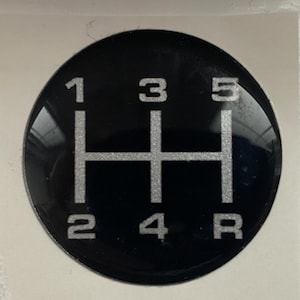 Car gear knob insert badge 5 speed gears  pattern black silver 30mm all sizes made