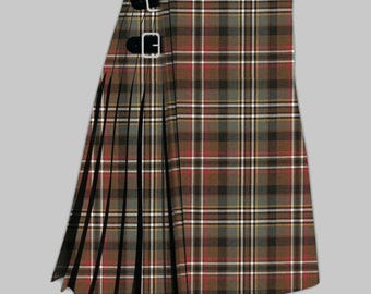 Scott Green Weathered Tartan Kilt for Men Traditional Scottish Highland Pleated Custom Size Utility