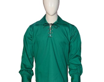 Camicia Ghillie verde mare da uomo – Stile giacobita scozzese