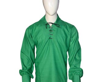 Handmade Green Jacobite Ghillie Shirt – Scottish Highland Attire