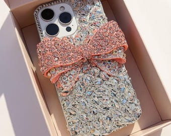 Bling Rhinestone Phone Case with Glitter Bow