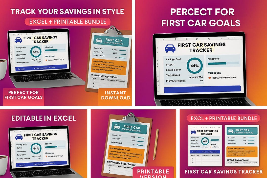 First Car Savings Tracker|digital Budget Planner|excel Goal Tracker ...