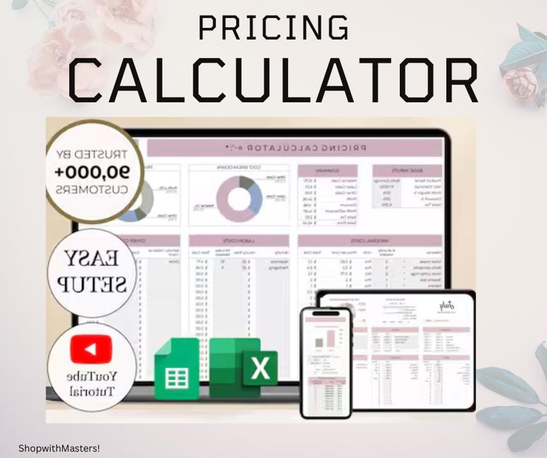 Example Pricing Software Tool Pricing Calculator Digital Tool Business Pricing Spreadsheet Cost ...