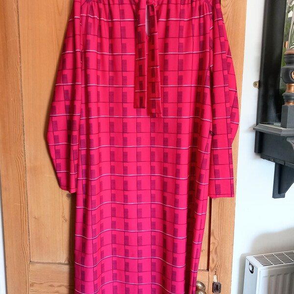 Midnight Stripes: 1980s Magenta & Black Pussybow Blouse
