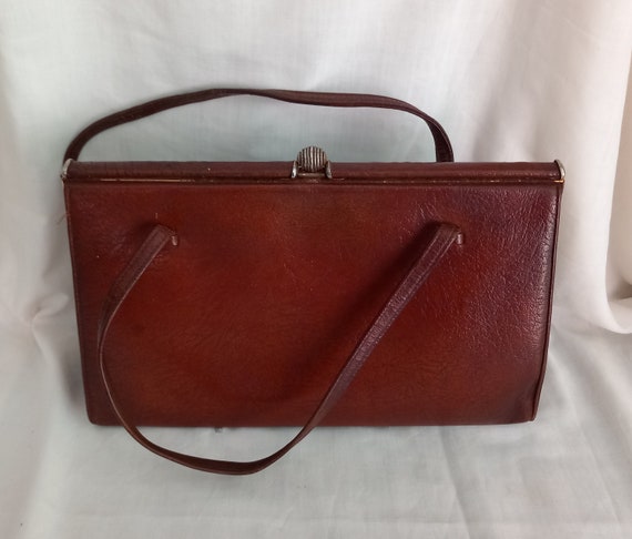 Vintage Marquessa 1960s Brown Real Leather Kelly … - image 2