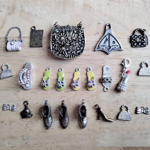 Lot of 22 fashion theme pendants charms shoes handbags lipstick