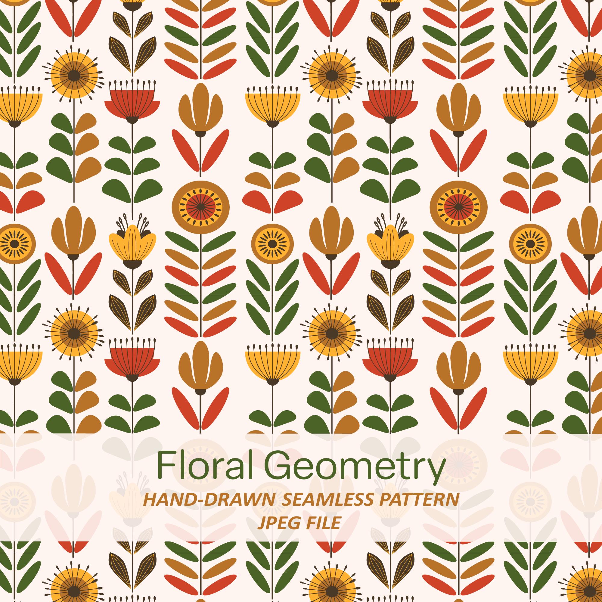 Mid Century Modern Floral Seamless Pattern, Retro Geometric Fabric ...