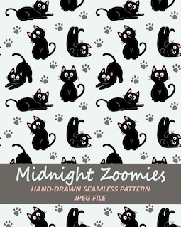 Digital download Black Cat Seamless Pattern, Funny Kitty Digital Paper, Hand Drawn Pet Fabric Design, Cute Cat Background By Purfox Designed by Purfox Shop owned by Tatiana 11 months on Etsy