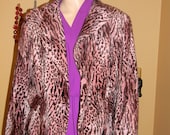 Cheetah jacket.Brown and pink Animal Print coat for her . Vintage jackets. pin up Girl.pink brown faux fur Madonna Rocker Jacket
