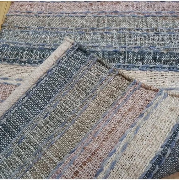 Handmade Woven Cotton Rug | Boho Striped Area Rug
