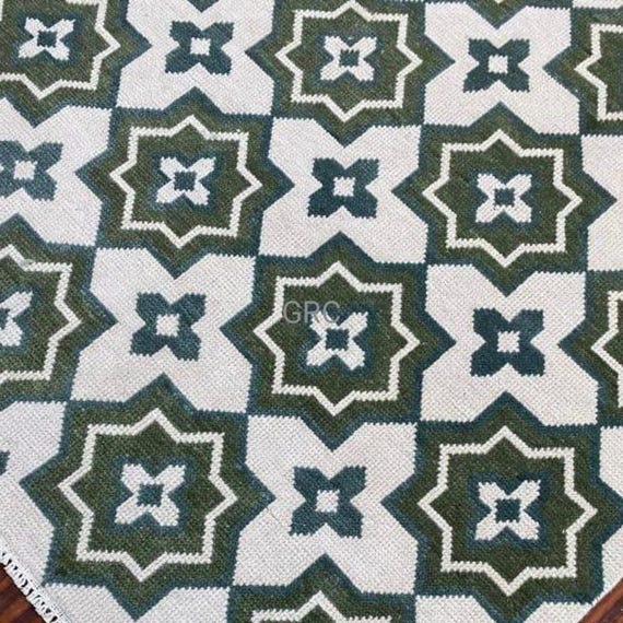 Handmade Blue Oriental Rug: Turkish Floral Carpet (9x12)