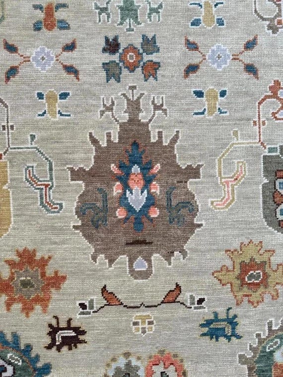 Handmade Wool Tribal Rug: Geometric Oriental Area Carpet 8x10