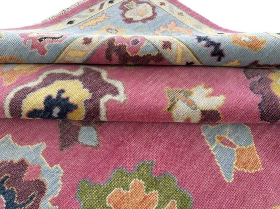 Handmade Pink Oriental Rug: Boho Tribal Kilim Style, Eclectic Decor