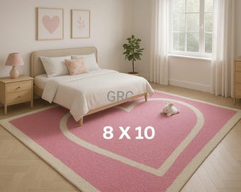 Pink Heart Hand-Tufted Wool Rug | Modern Kids Nursery Decor