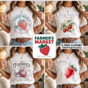 Retro Strawberry PNG, Farmers Market Fruit Design, Strawberry Patch Gingham Sublimation, Cottagecore Summer Shirt PNG, Digital Download
