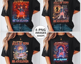 Retro Girl Power PNG, Sci-Fi Empowerment Quote Sublimation, Vintage Horror Shirt Design, Be An Eleven PNG, DTF