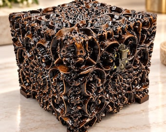 Hand-Carved Walnut Jewelry Box: Carpathian Rustic Keepsake Box