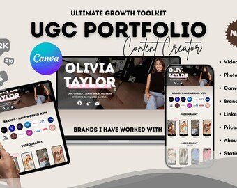 UGC Portfolio Template Canva, UGC Starter Kit with Website Canva, UGC Media Kit, UGC Template, UGC Portfolio Bundle Content Creator Template