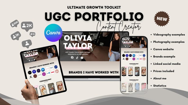 UGC Portfolio Template Canva, UGC Starter Kit With Website Canva, UGC ...