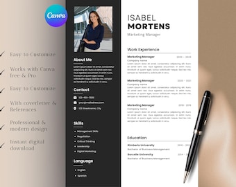 Editable Resume Template Canva | Professional Resume Design | ATS-Friendly Modern Curriculum Vitae